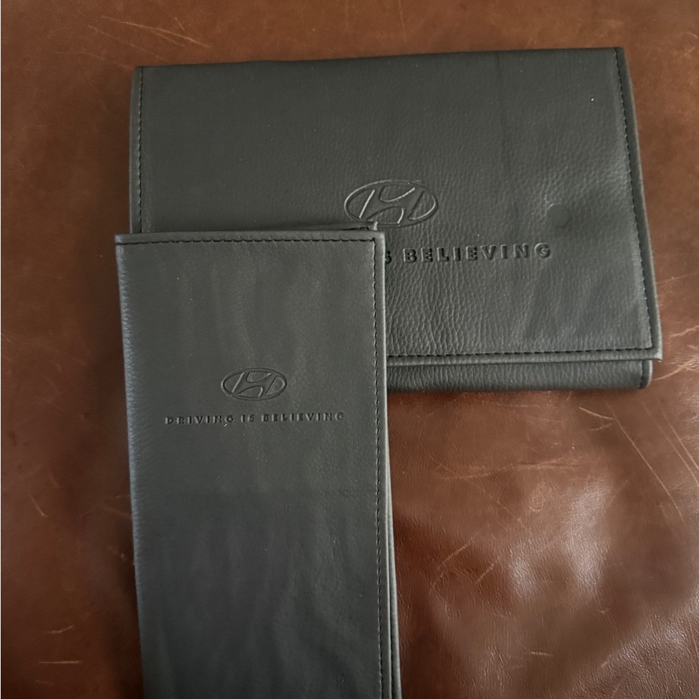 Hyundai Black Leather Owners Manual and Document Holders